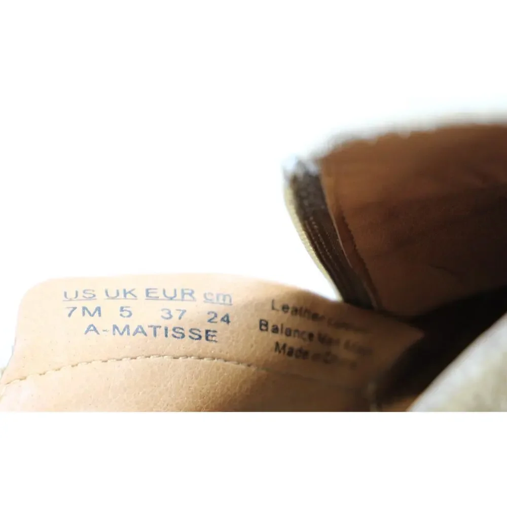 Franco Sarto Booties Womens Size US 7M Tan‎ Leather Side Zipper Ankle A-Matisse